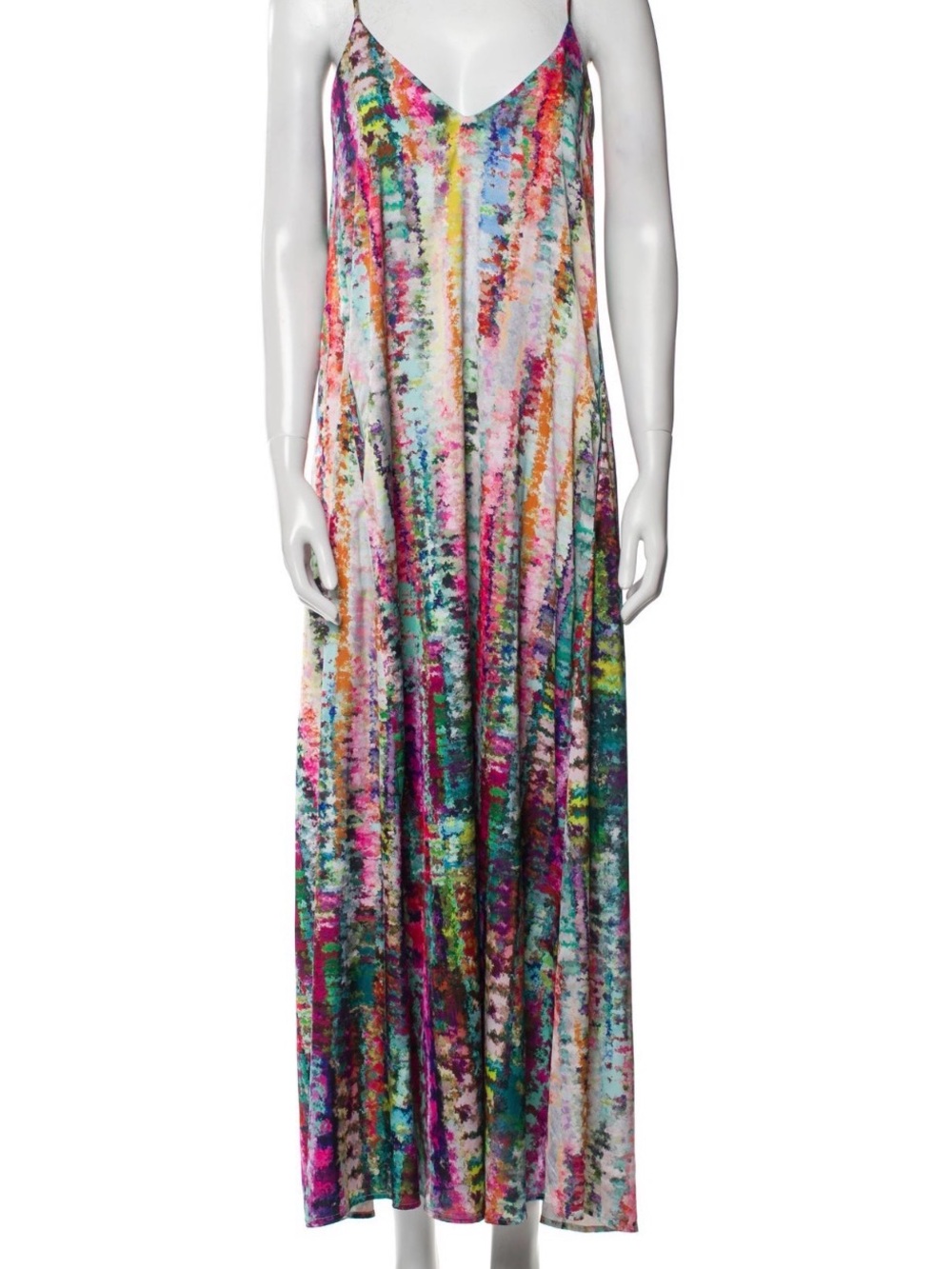 Nicole Miller Multicolor V-Neck Slip Maxi Dress